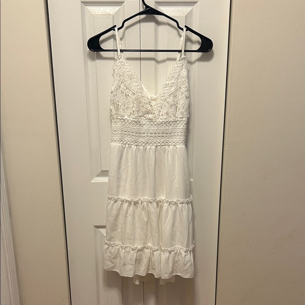 White Lace Spaghetti Strap Dress